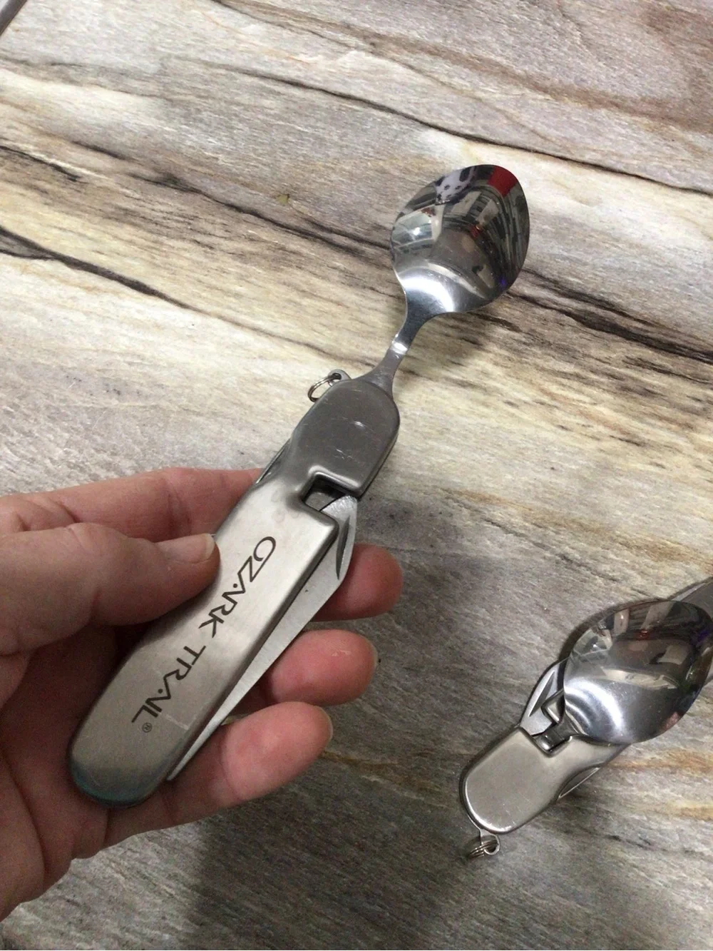 Sold! 2pc Ozark Trail Camping Utensil Multi Tool Spoon Fork Knife Corkscrew